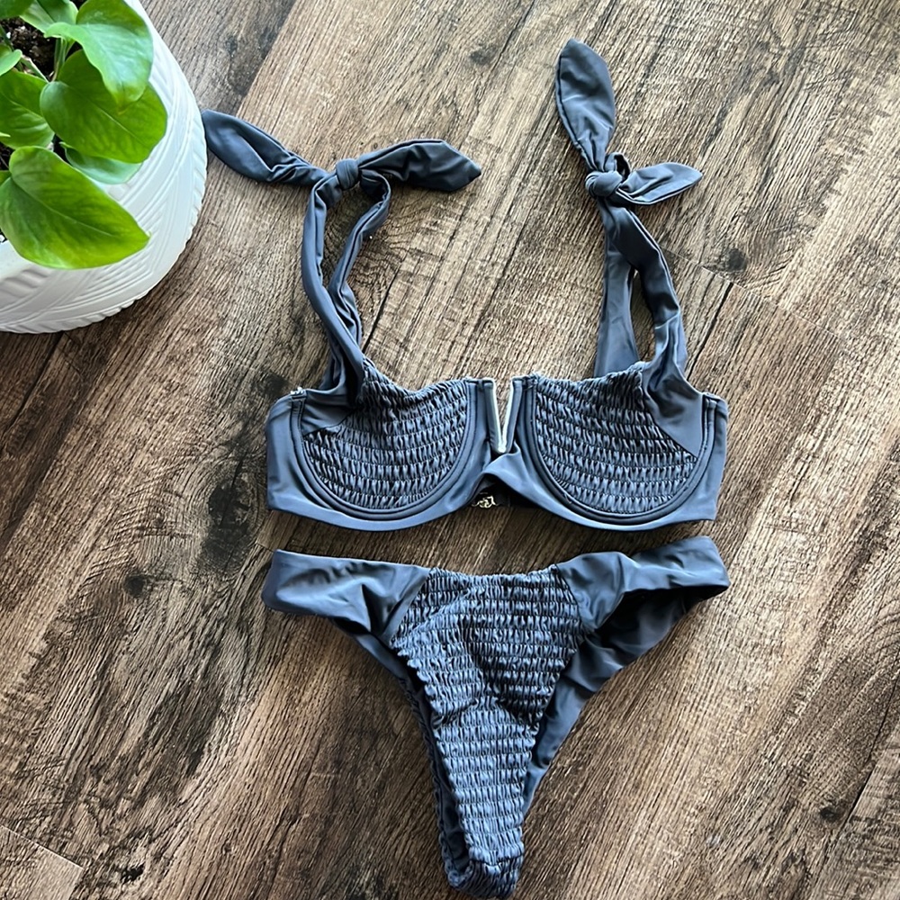 Grey ruched bikini